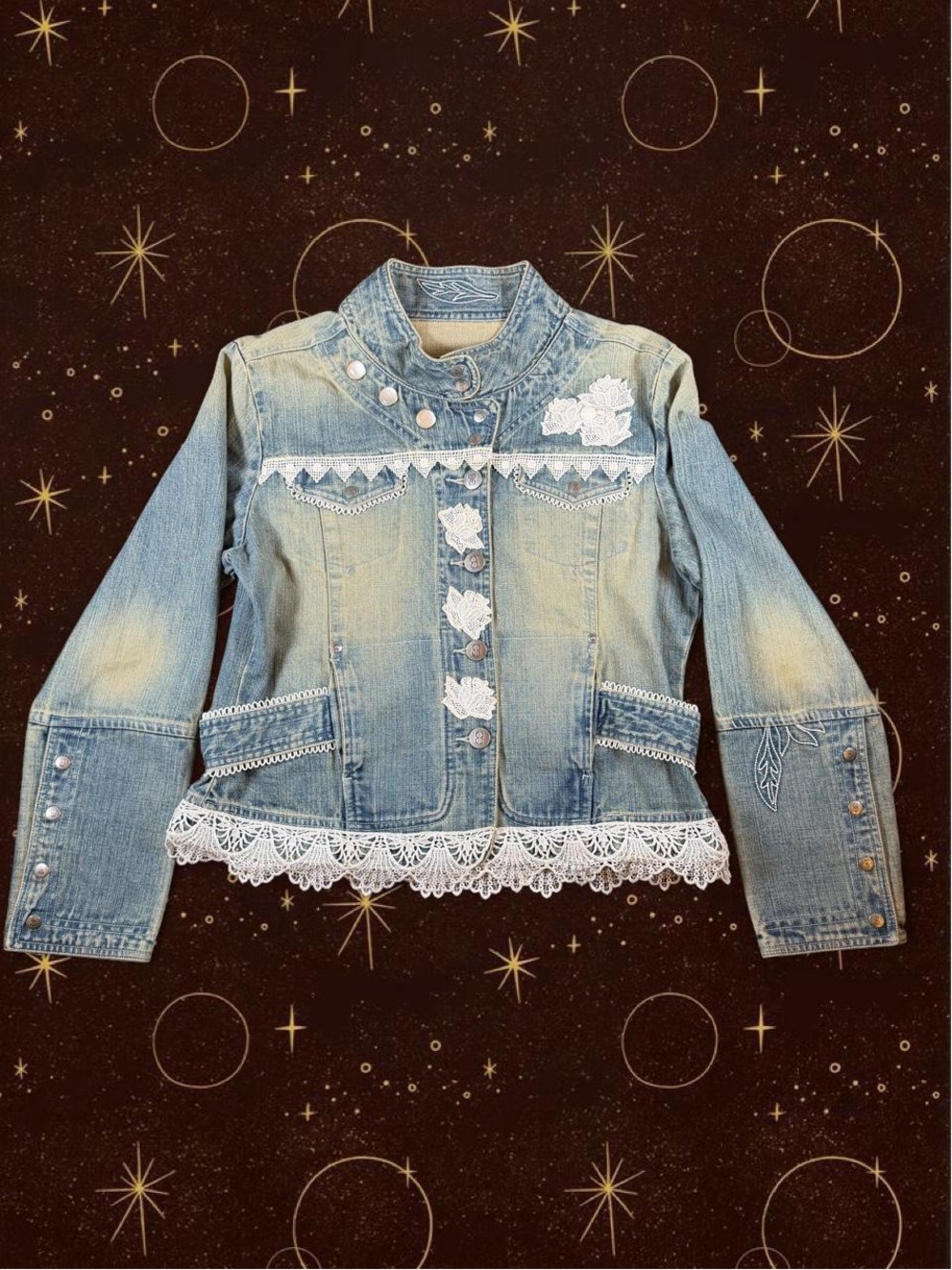 Vintage 90s Fairy Lace Denim Jacket Bill
Blass